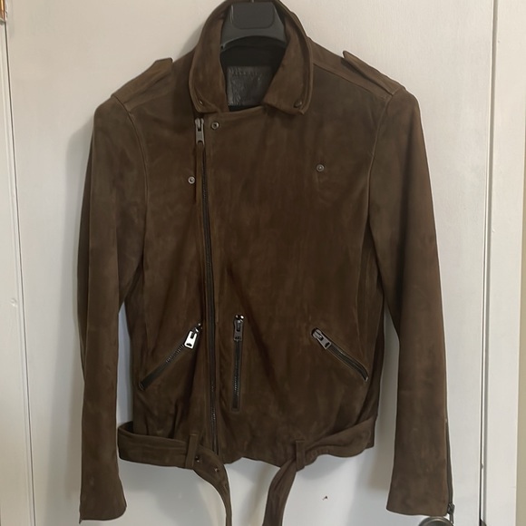 Chocolate Suede Goat Leather Biker Jacket - Picture 2 of 5